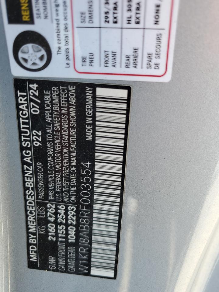 2024 Mercedes-Benz Amg Gt 55 VIN: W1KRJ8AB8RF003554 Lot: 71121235