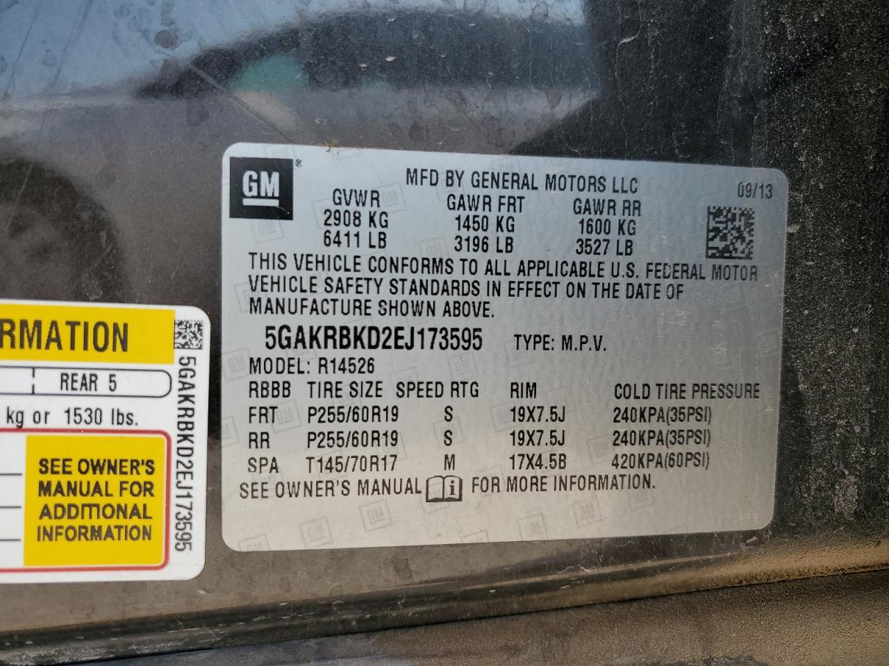 2014 Buick Enclave VIN: 5GAKRBKD2EJ173595 Lot: 68325525