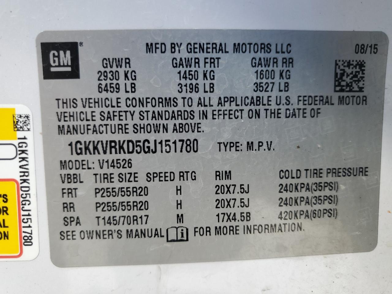 2016 GMC Acadia Slt-1 VIN: 1GKKVRKD5GJ151780 Lot: 70260705