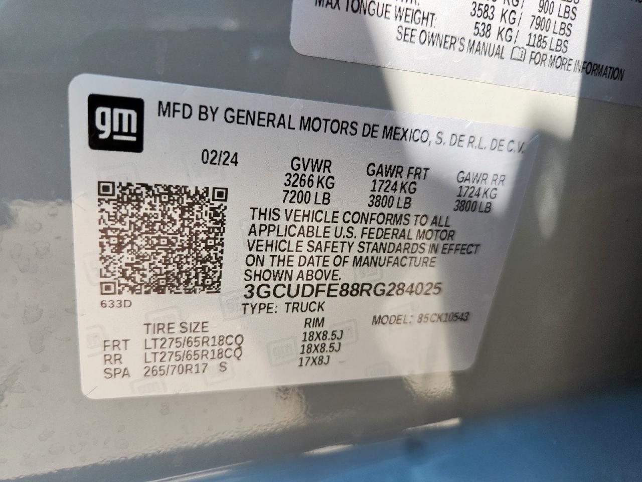 2024 Chevrolet Silverado K1500 Lt Trail Boss VIN: 3GCUDFE88RG284025 Lot: 67587795