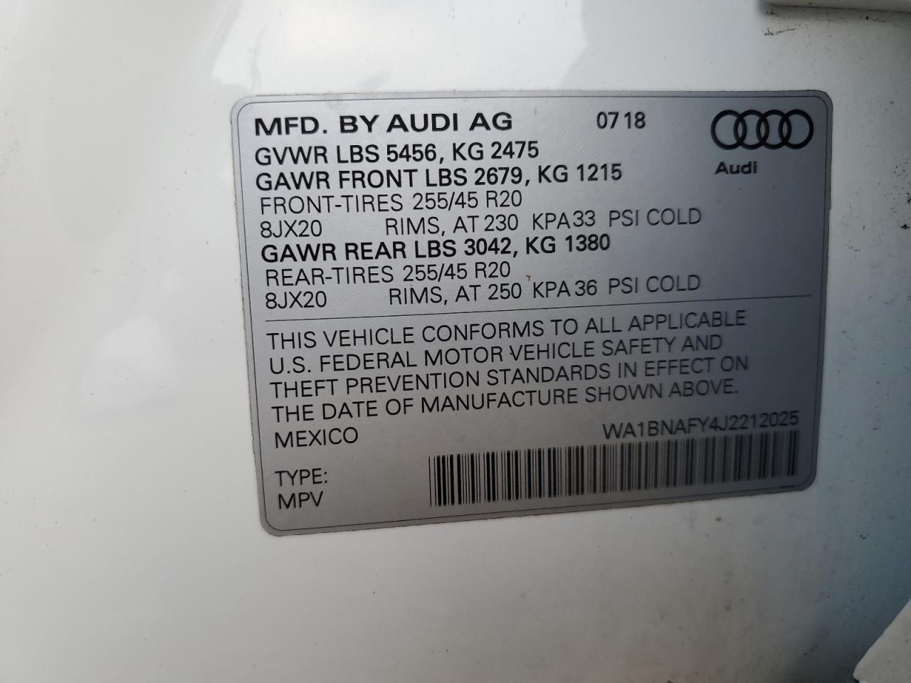 2018 Audi Q5 Premium Plus VIN: WA1BNAFY4J2212025 Lot: 69078465