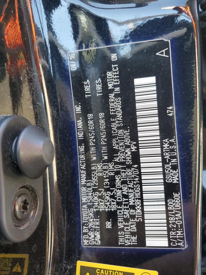 2016 Toyota Highlander Xle VIN: 5TDKKRFH0GS147074 Lot: 69668865