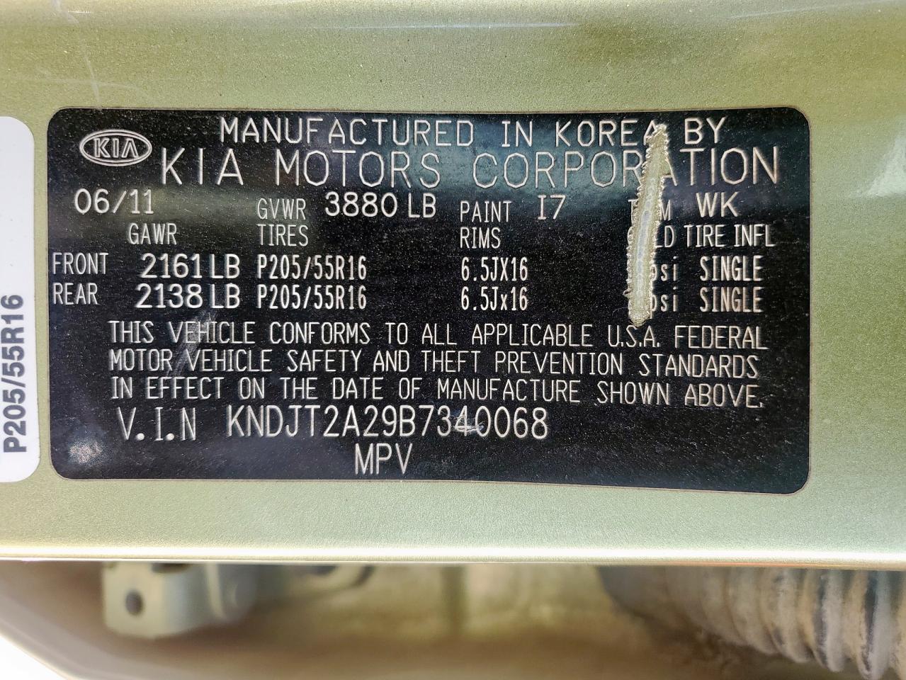 2011 Kia Soul + VIN: KNDJT2A29B7340068 Lot: 70486525