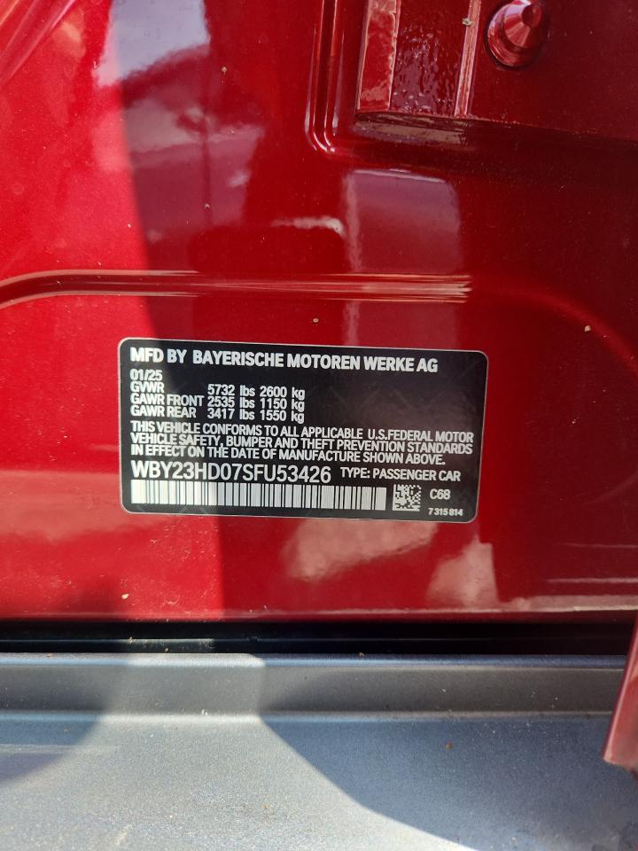 2025 BMW I4 Edrive 40 VIN: WBY23HD07SFU53426 Lot: 69279385