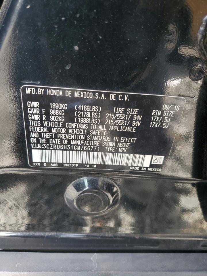 2016 Honda Hr-V Lx VIN: 3CZRU6H31GM766771 Lot: 69682465