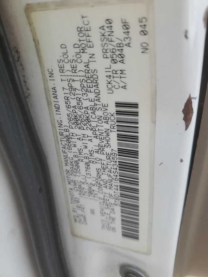 2004 Toyota Tundra Double Cab Sr5 VIN: 5TBDT44164S434597 Lot: 68306725