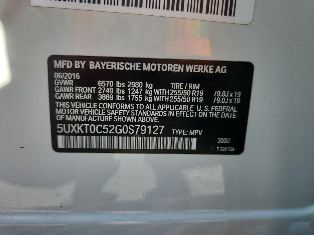 2016 BMW X5 Xdr40E VIN: 5UXKT0C52G0S79127 Lot: 68055725