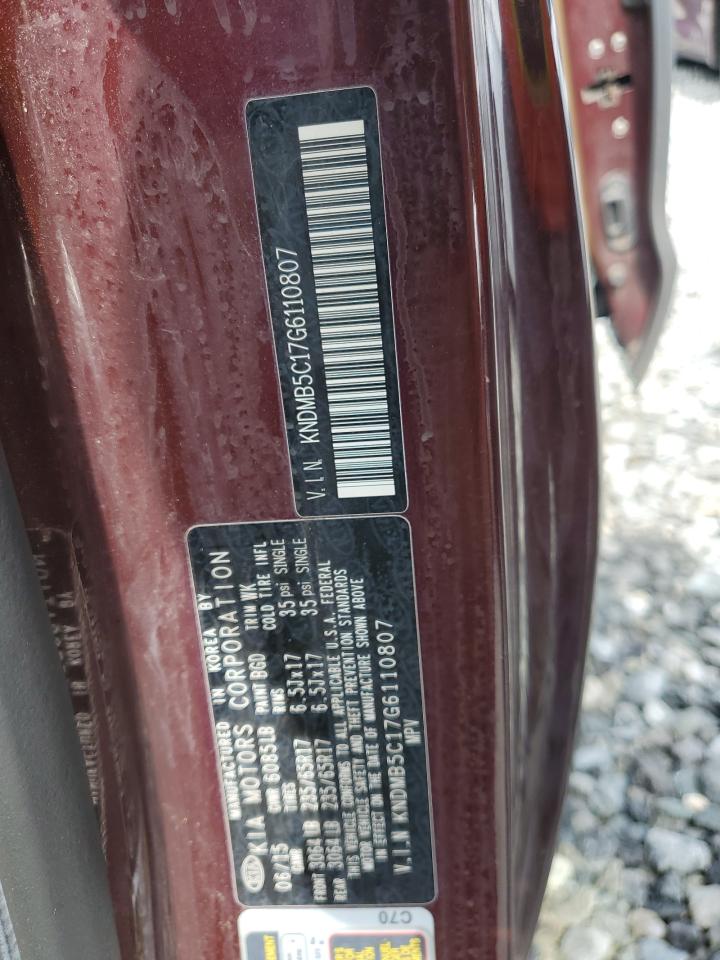 2016 Kia Sedona Lx VIN: KNDMB5C17G6110807 Lot: 68787905