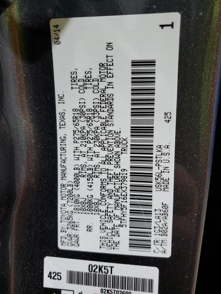 2014 Toyota Tundra Crewmax Limited VIN: 5TFHY5F16EX379819 Lot: 68882265