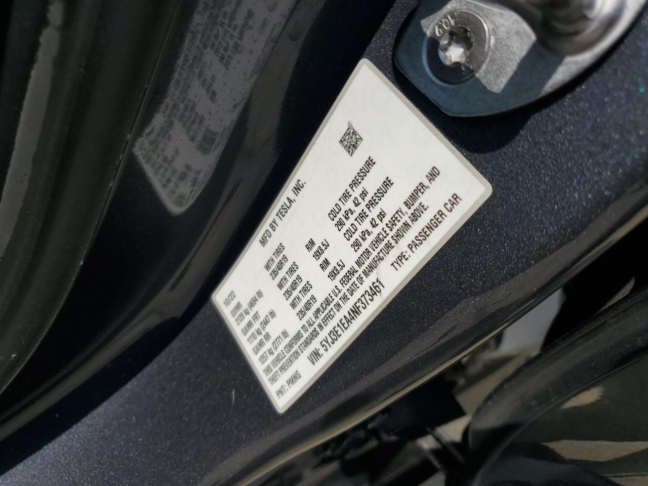 2022 Tesla Model 3 VIN: 5YJ3E1EA4NF373461 Lot: 68789565