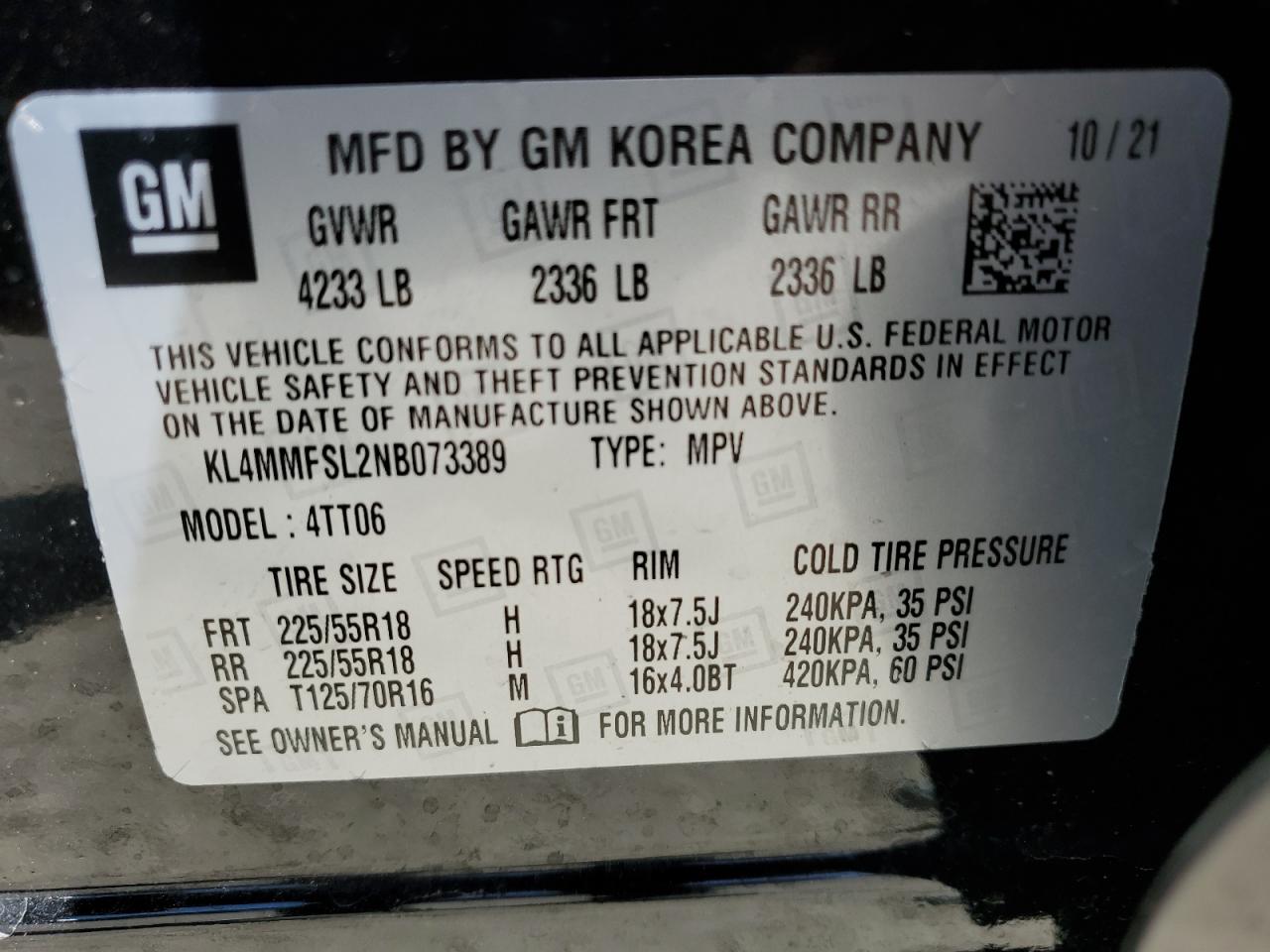 2022 Buick Encore Gx Essence VIN: KL4MMFSL2NB073389 Lot: 70037875