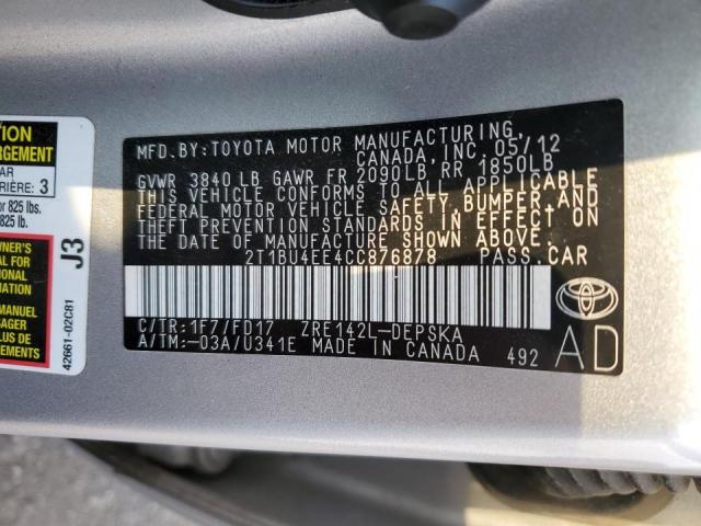 2012 TOYOTA COROLLA BASE  