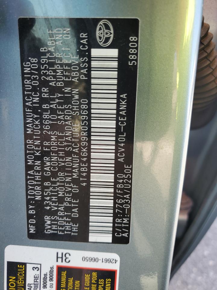 2009 Toyota Camry Base VIN: 4T4BE46K99R059680 Lot: 70589915