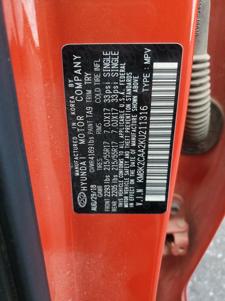 2019 Hyundai Kona Sel VIN: KM8K2CAA2KU211316 Lot: 70673795