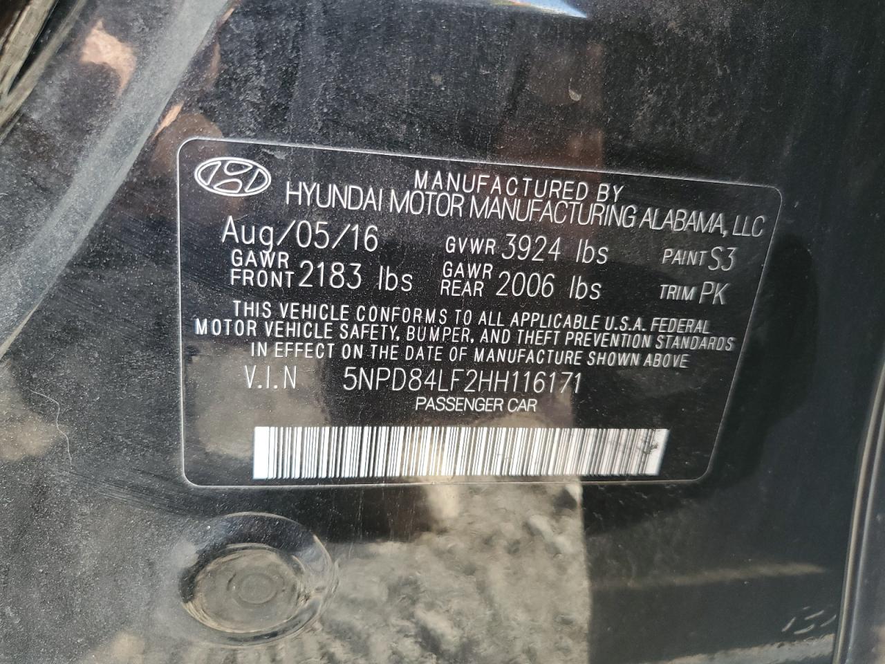 2017 Hyundai Elantra Se VIN: 5NPD84LF2HH116171 Lot: 68124615