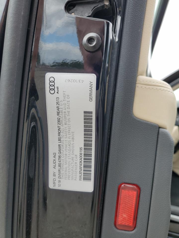 2019 Audi A4 Premium Plus VIN: WAUENAF40KA008195 Lot: 71148475