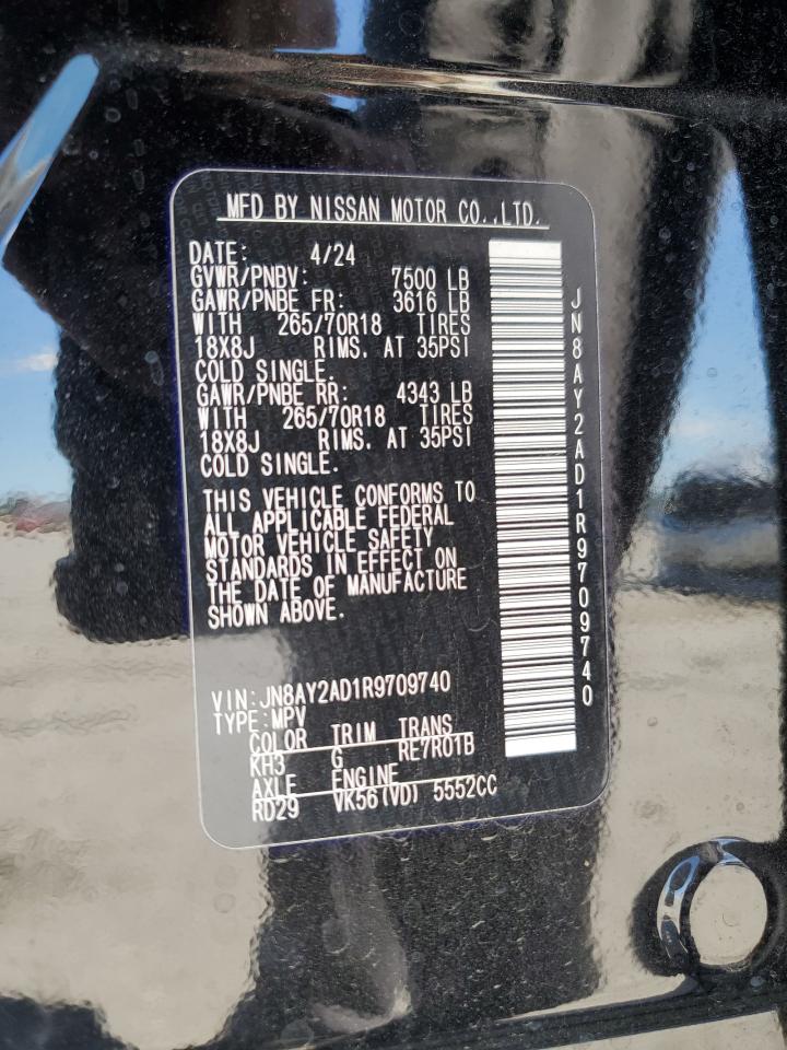 2024 Nissan Armada Sv VIN: JN8AY2AD1R9709740 Lot: 85140375