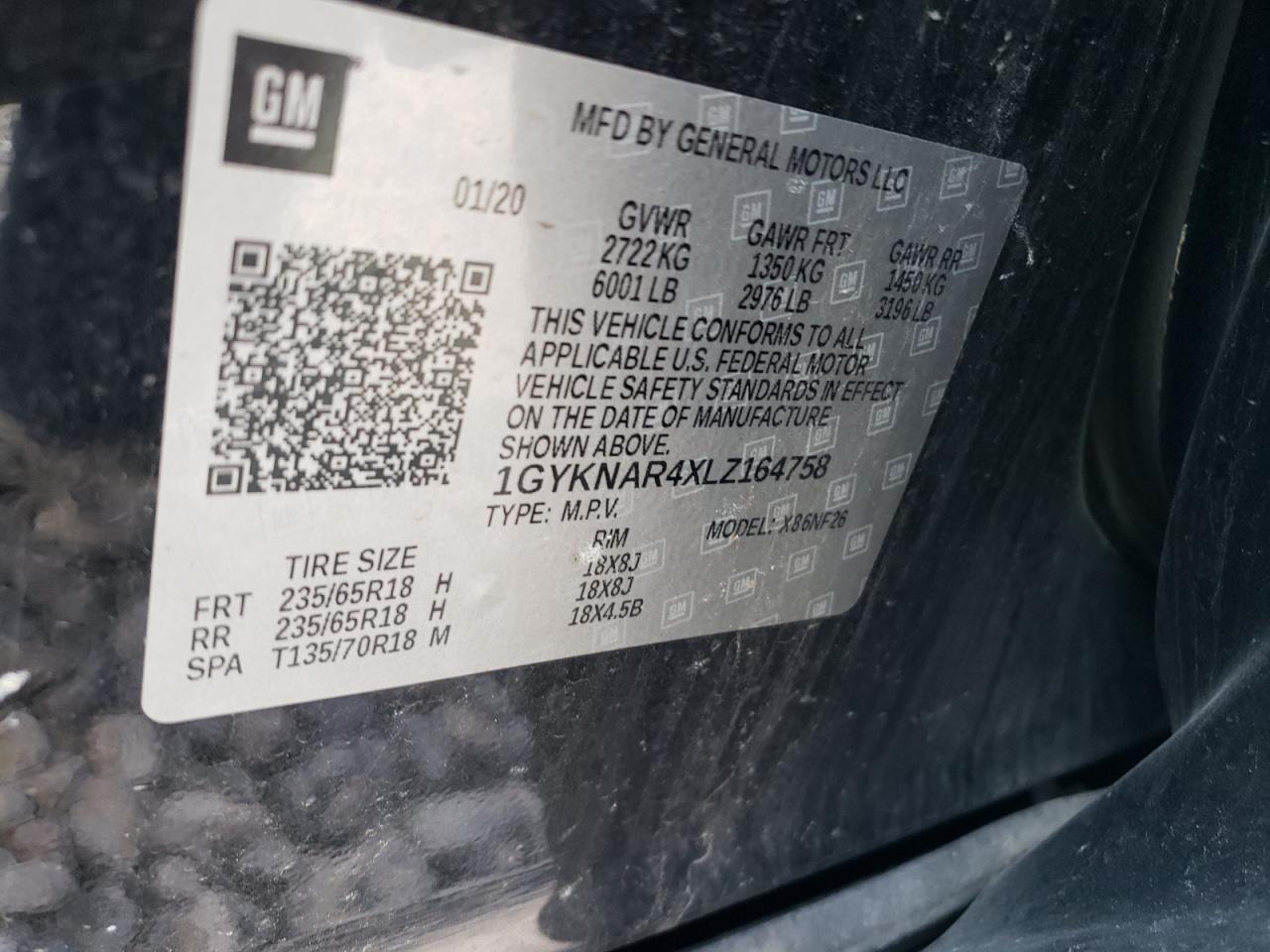 2020 Cadillac Xt5 Luxury VIN: 1GYKNAR4XLZ164758 Lot: 68911485