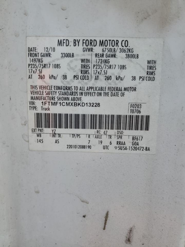 2011 Ford F150 VIN: 1FTMF1CMXBKD13228 Lot: 69130025