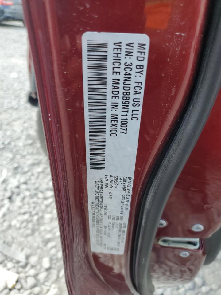 2022 Jeep Compass Latitude VIN: 3C4NJDBB9NT110077 Lot: 69926025