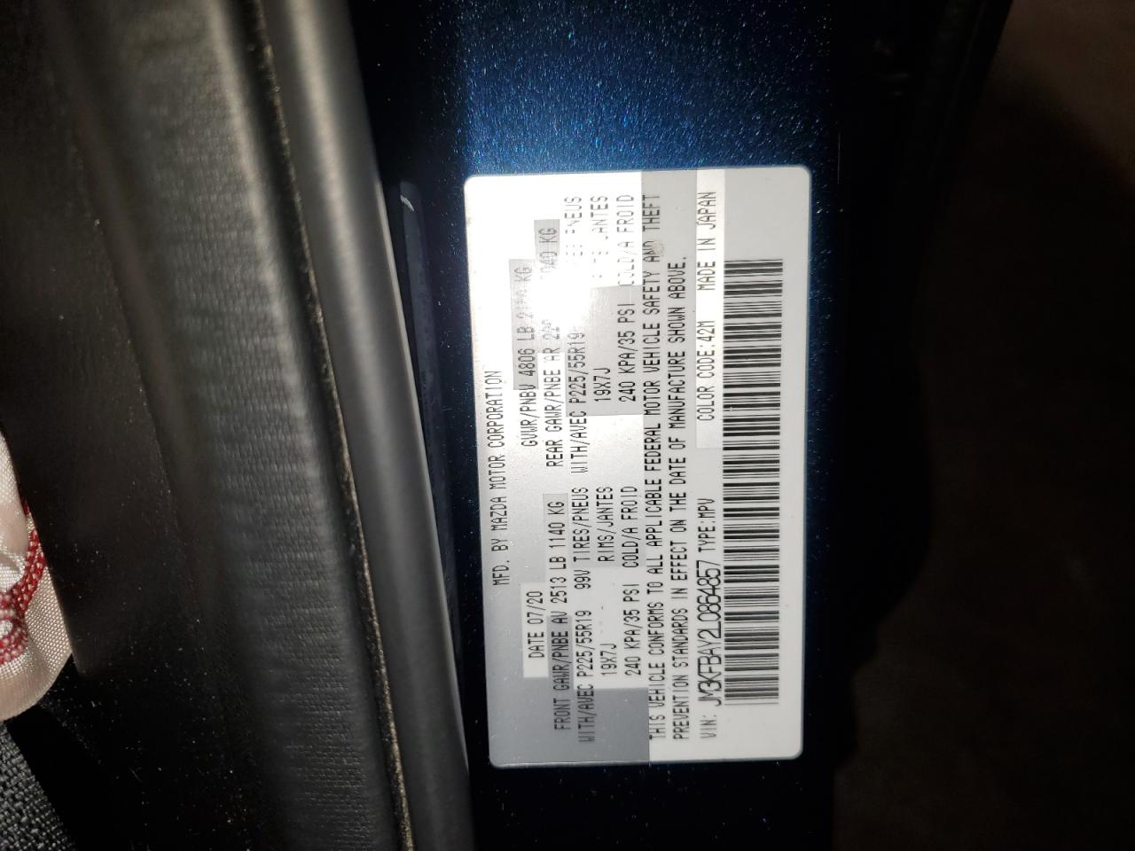 2020 Mazda Cx-5 Grand Touring Reserve VIN: JM3KFBAY2L0864857 Lot: 70359995