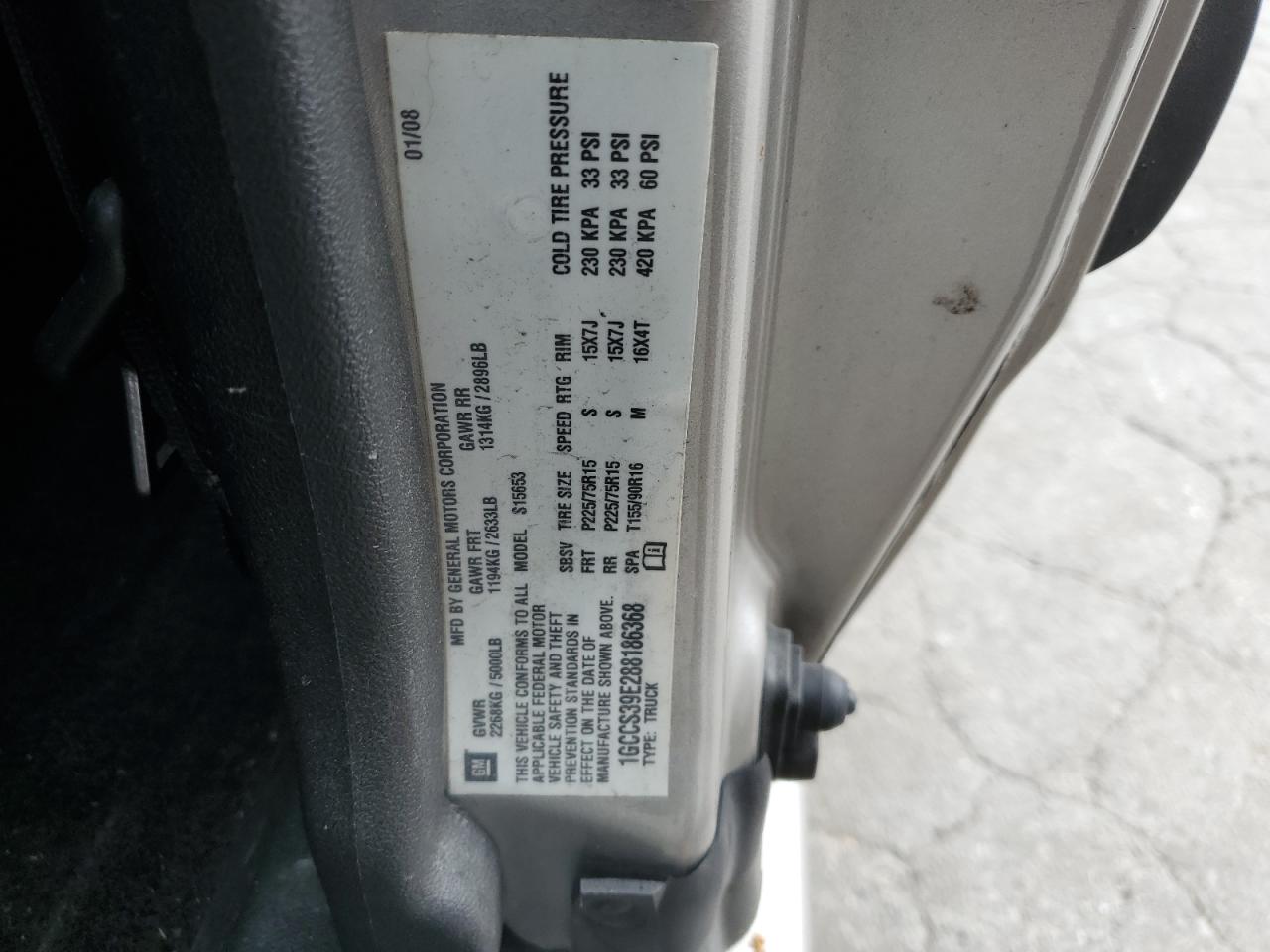 2008 Chevrolet Colorado Lt VIN: 1GCCS39E288186368 Lot: 67355065