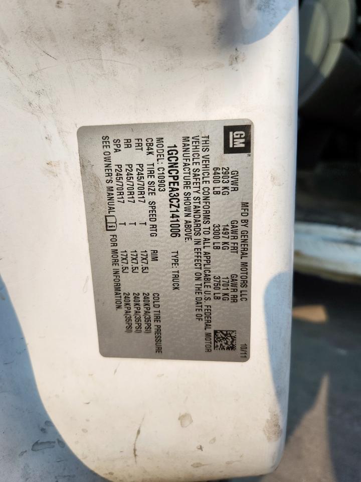 2012 Chevrolet Silverado C1500 VIN: 1GCNCPEA3CZ141006 Lot: 70716515