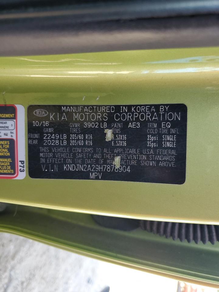 2017 Kia Soul VIN: KNDJN2A29H7878904 Lot: 70868595