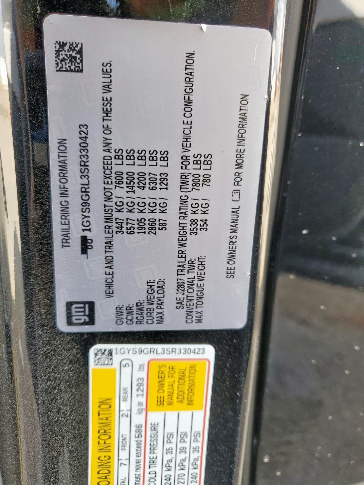 2025 Cadillac Escalade Sport Platinum VIN: 1GYS9GRL3SR330423 Lot: 70869565