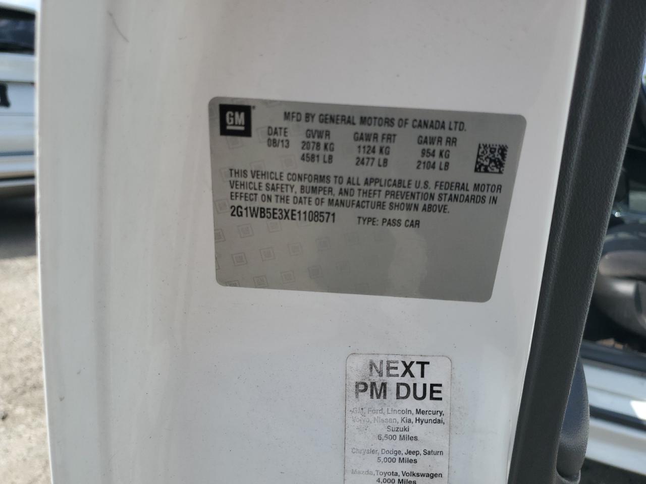 2014 Chevrolet Impala Limited Lt VIN: 2G1WB5E3XE1108571 Lot: 67900075