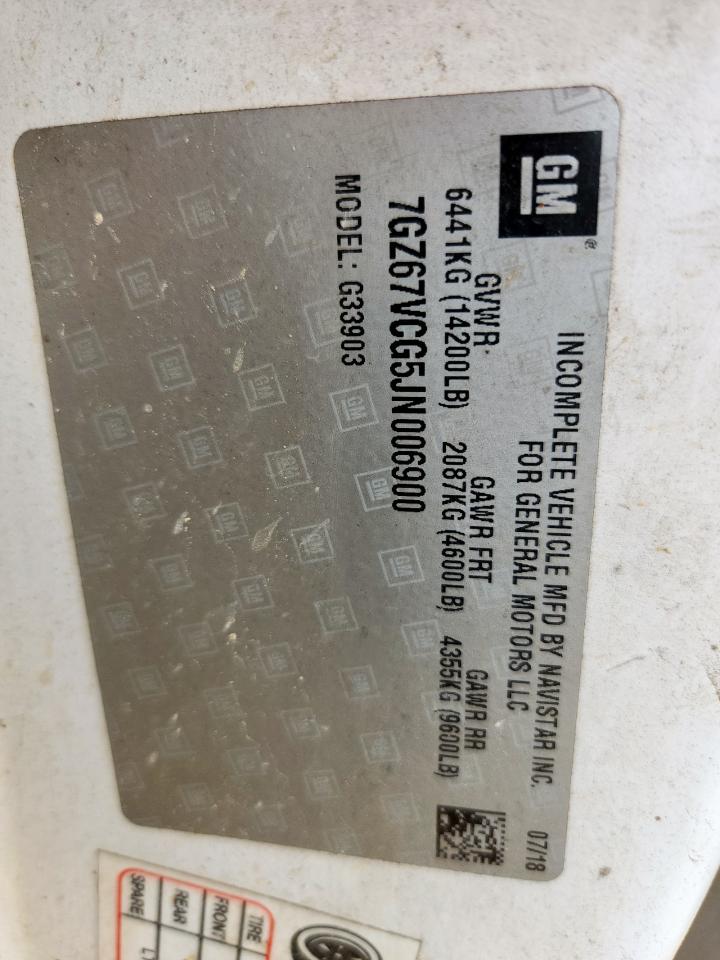 2018 GMC Savana Cutaway G4500 VIN: 7GZ67VCG5JN006900 Lot: 69808165