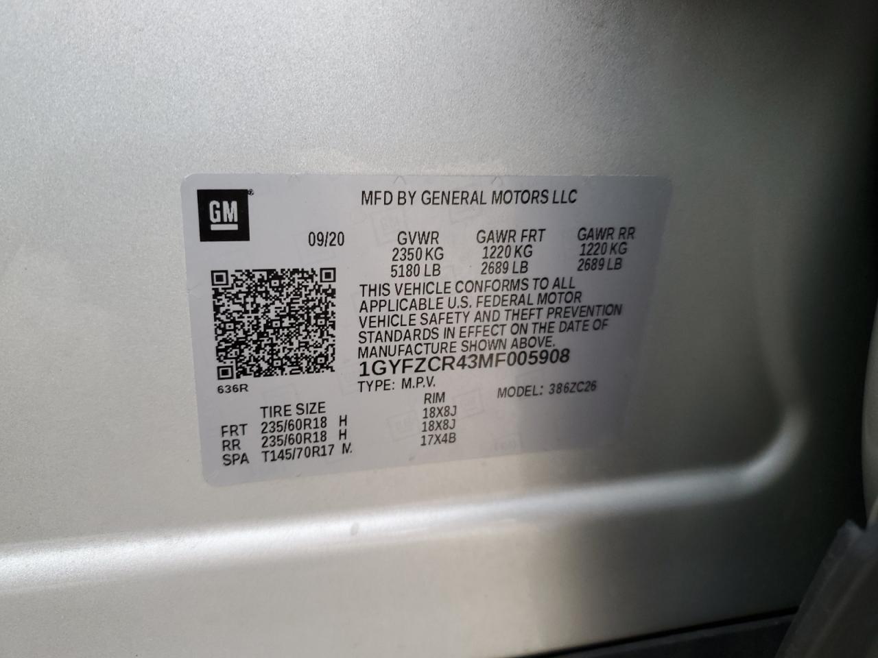 2021 Cadillac Xt4 Premium Luxury VIN: 1GYFZCR43MF005908 Lot: 67116355