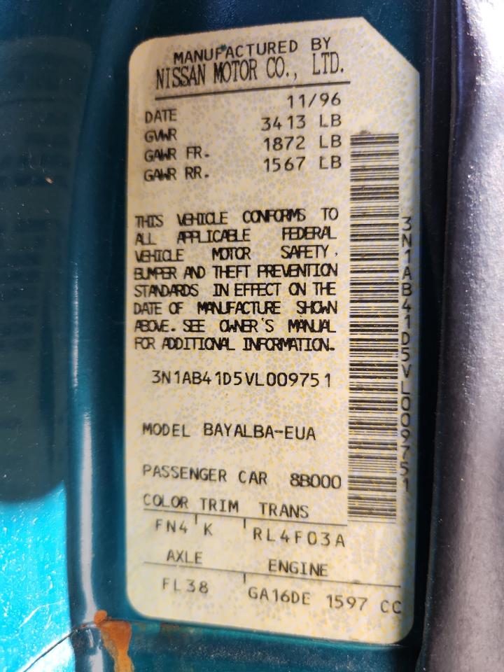 1997 Nissan Sentra Xe VIN: 3N1AB41D5VL009751 Lot: 69641485