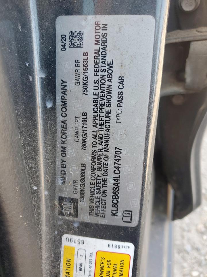 2020 Chevrolet Spark Ls VIN: KL8CB6SA4LC474707 Lot: 70271735