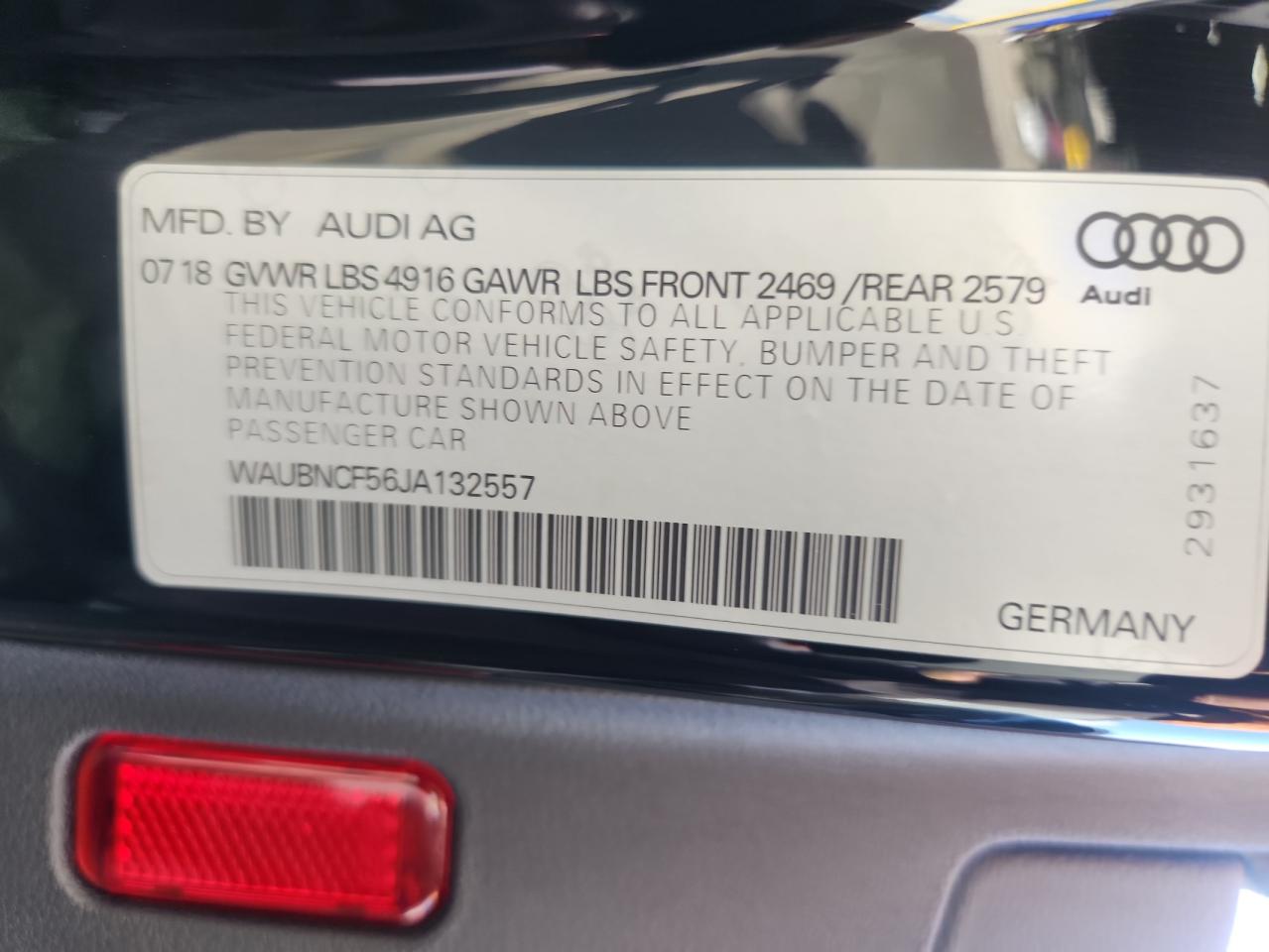 2018 Audi A5 Premium Plus VIN: WAUBNCF56JA132557 Lot: 85008935