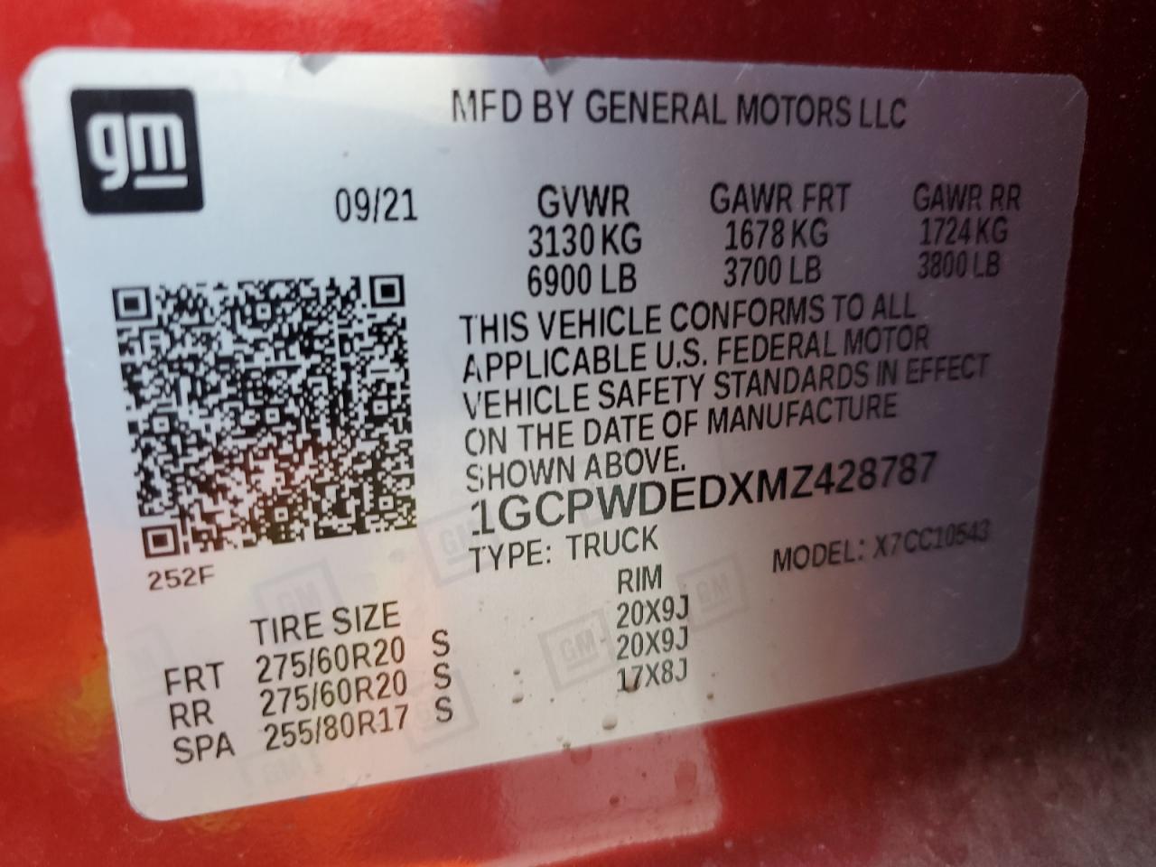 2021 Chevrolet Silverado C1500 Rst VIN: 1GCPWDEDXMZ428787 Lot: 70295215