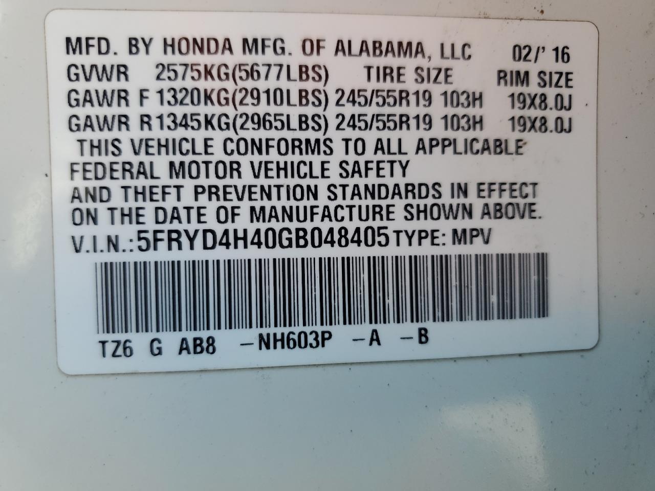 2016 Acura Mdx Technology VIN: 5FRYD4H40GB048405 Lot: 71016305