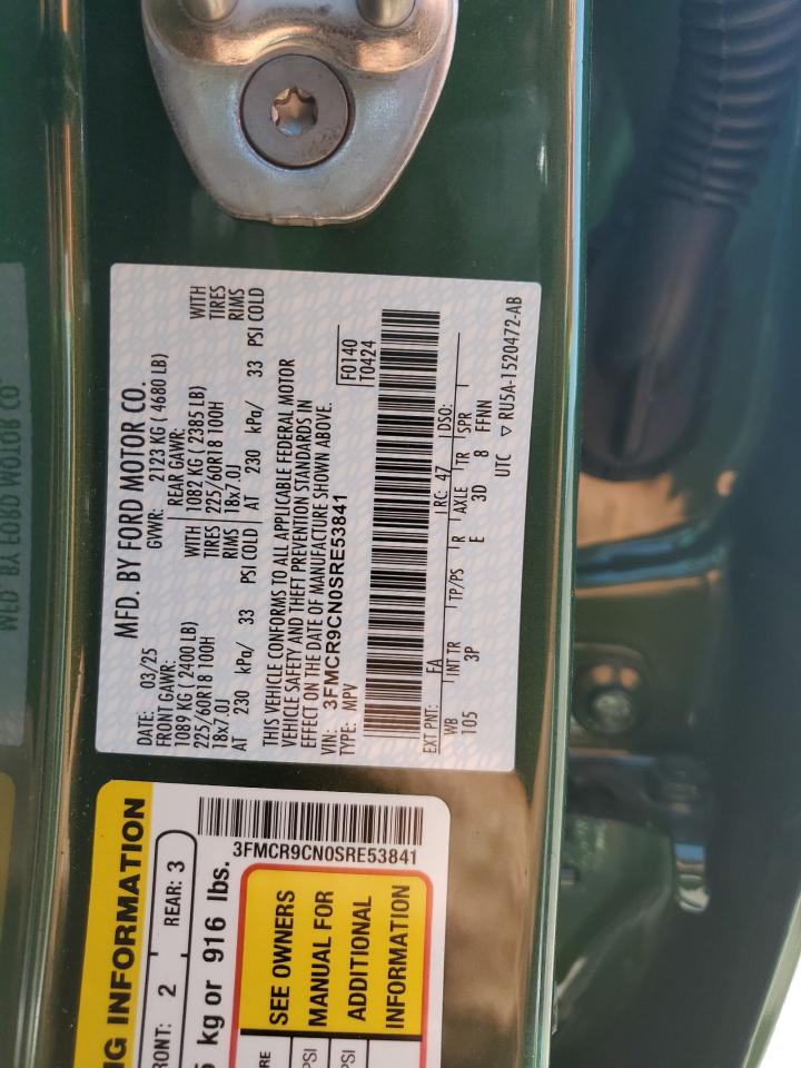 2025 Ford Bronco Sport Outer Banks VIN: 3FMCR9CN0SRE53841 Lot: 70350385