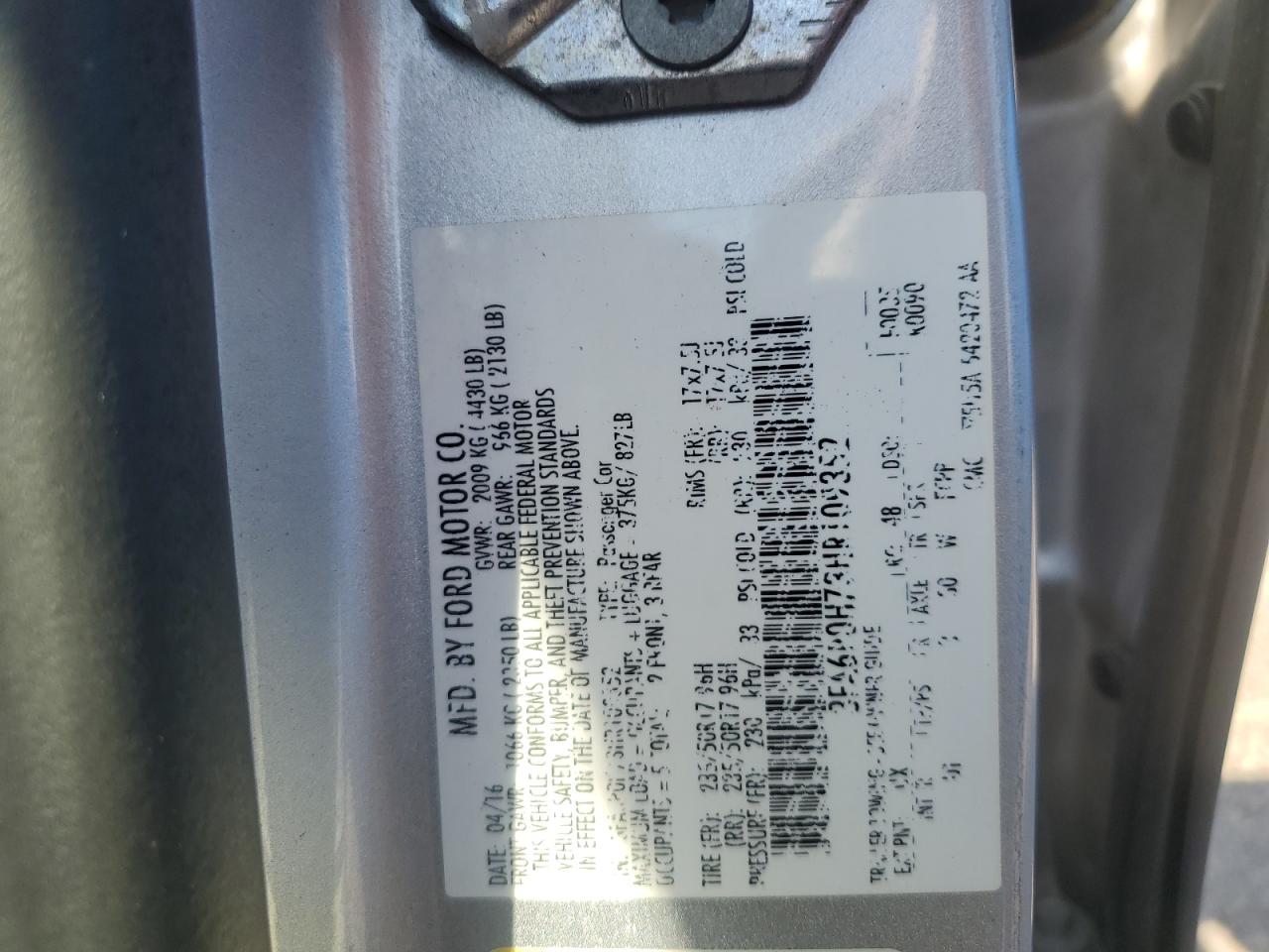 2017 Ford Fusion Se VIN: 3FA6P0H73HR109352 Lot: 68823175