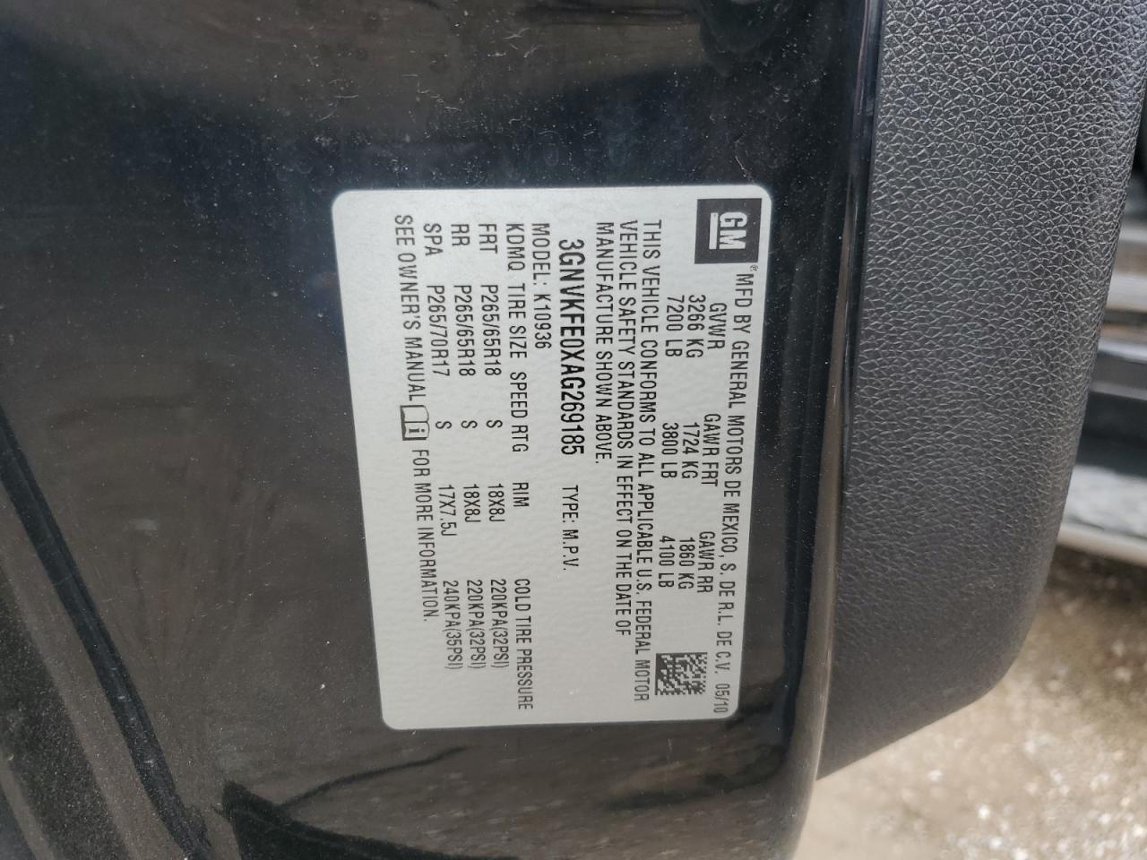 2010 Chevrolet Avalanche Lt VIN: 3GNVKFE0XAG269185 Lot: 67357705