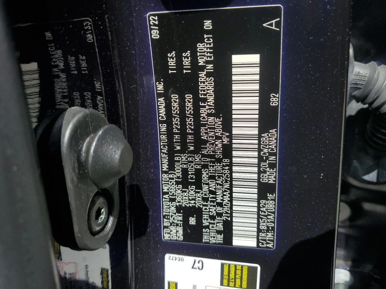 2022 Lexus Rx 350 VIN: 2T2HZMAA7NC258418 Lot: 70090125