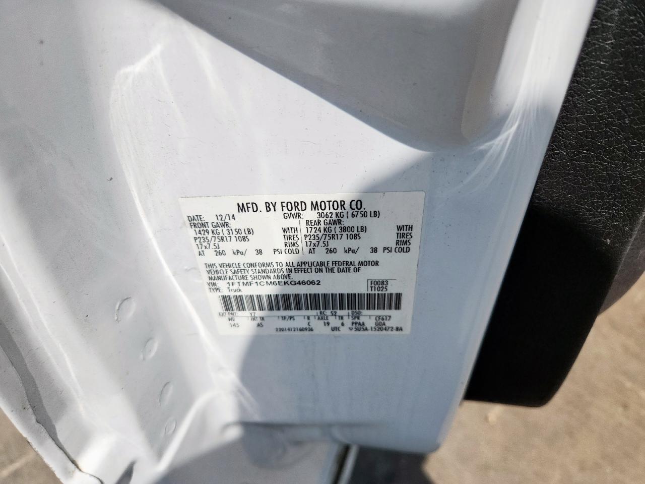 2014 Ford F150 VIN: 1FTMF1CM6EKG46062 Lot: 68393465