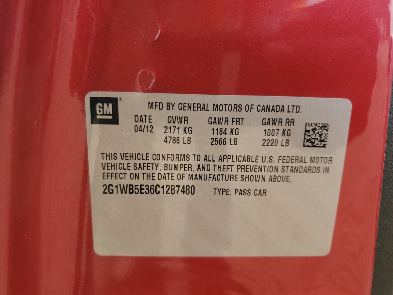 2012 Chevrolet Impala Lt VIN: 2G1WB5E36C1287480 Lot: 67916175