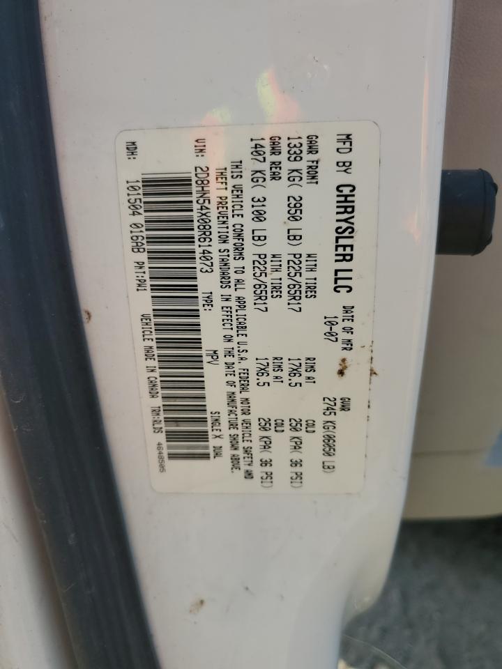 2008 Dodge Grand Caravan Sxt VIN: 2D8HN54X08R614073 Lot: 67576055