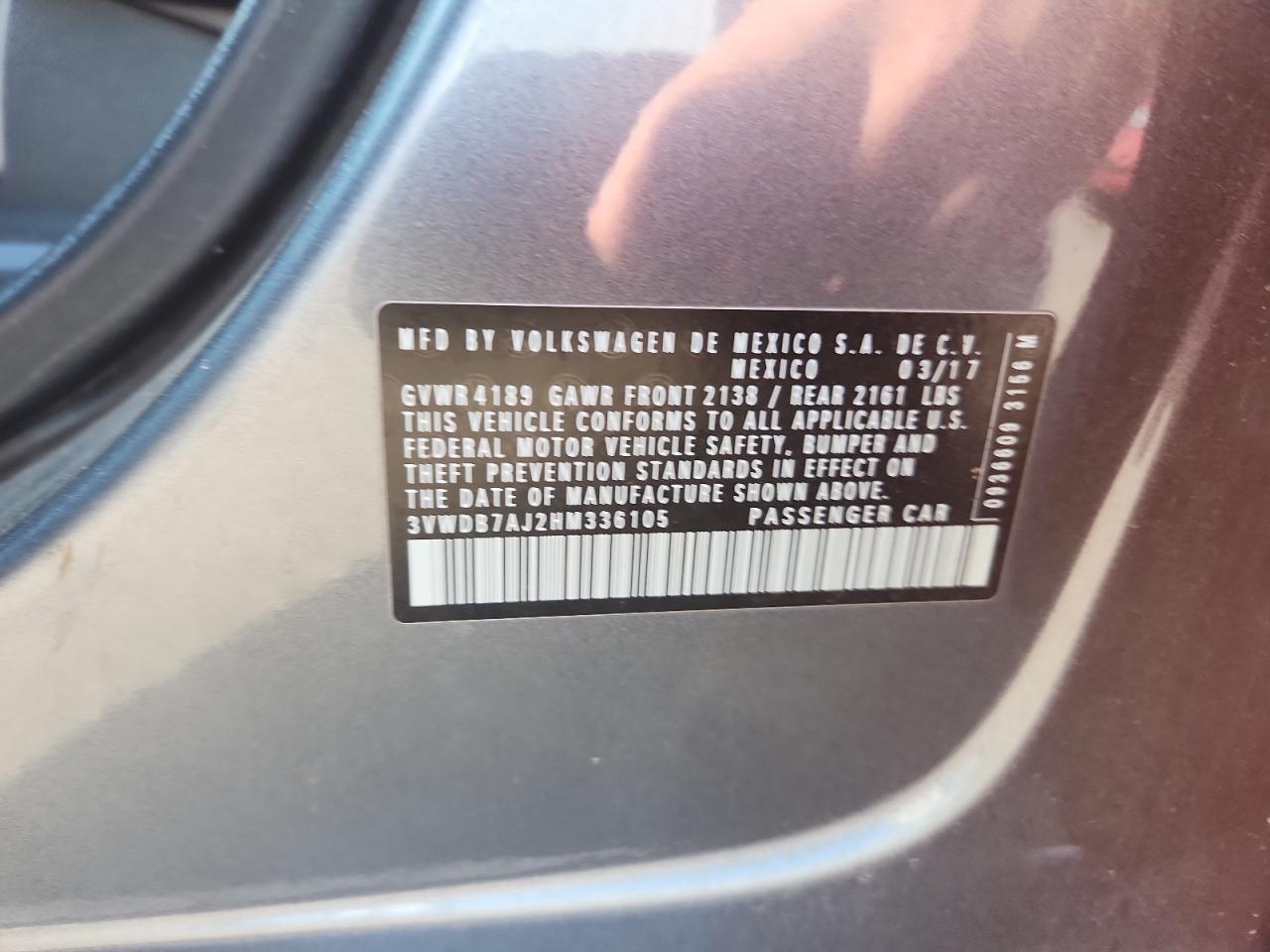 3VWDB7AJ2HM336105 2017 Volkswagen Jetta Se