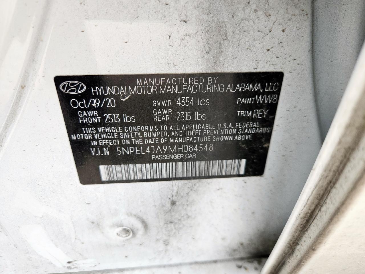 2021 Hyundai Sonata Sel VIN: 5NPEL4JA9MH084548 Lot: 67629385