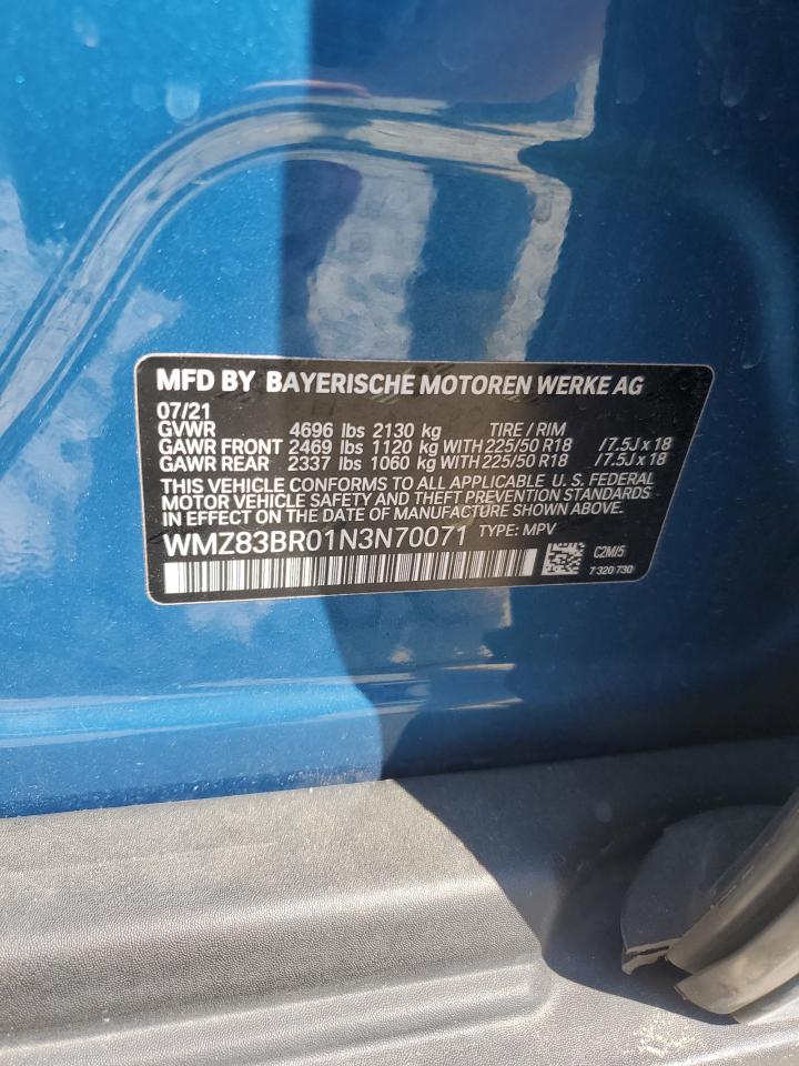 2022 Mini Cooper S Countryman All4 VIN: WMZ83BR01N3N70071 Lot: 67896815