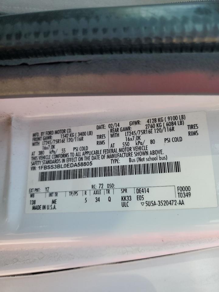 2014 Ford Econoline E350 Super Duty Wagon VIN: 1FBSS3BL0EDA58805 Lot: 67942415