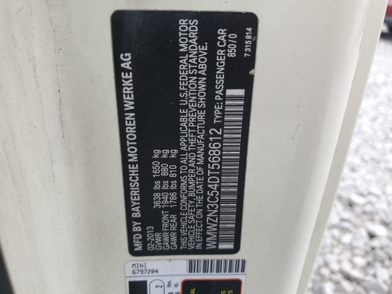 2013 Mini Cooper VIN: WMWZN3C54DT568612 Lot: 68308245