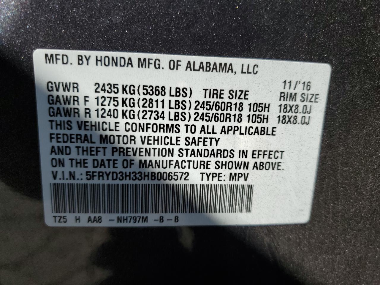 2017 Acura Mdx VIN: 5FRYD3H33HB006572 Lot: 69487005